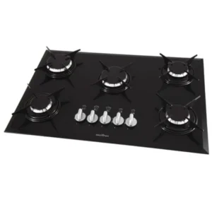 Fogão Cooktop a Gás Britânia BCT5P 5 Bocas Mesa Vidro Temperado Superautomático Bivolt Biv