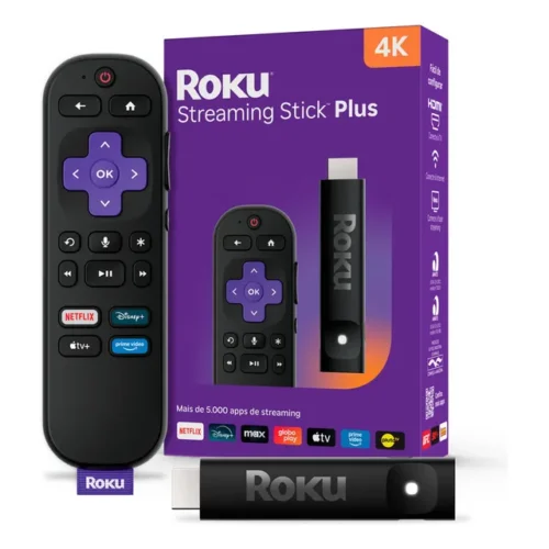 Roku Streaming Stick Plus TV 4K Controle por Voz e Wi-Fi
